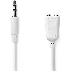 Stereo-Audiokabel | 3,5 mm Male - 2x 3,5 mm female | 0,2 m | Wit Nedis