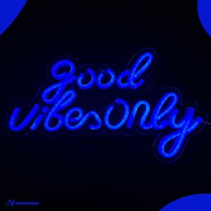 Neon Lamp - Good Vibes Only Blauw - Incl. Ophanghaakjes - Neon Sign - Neon Verlichting - 25 x 40 cm