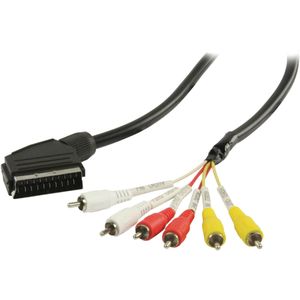 SCART Kabel SCART Male - 6x RCA-Connector 2.00 m Zwart Valueline