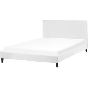 Beliani FITOU - Bekleding bed - Wit - 160 x 200 cm - Fluweel