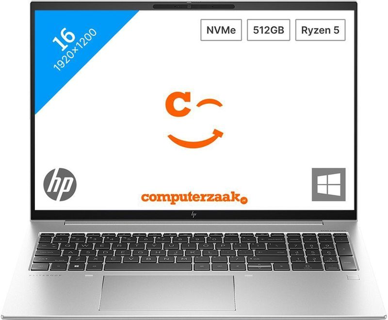 HP EliteBook 865 G10 Laptop 40,6 cm (16") WUXGA AMD Ryzen™ 5 PRO 7540U 16 GB DDR5-SDRAM 512 GB SSD Wi-Fi 6E (802.11ax) Windows 11 Pro Zilver