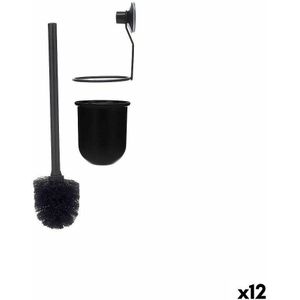 Toiletborstel Zwart Staal ABS 10 x 36 x 10 cm (12 Stuks)