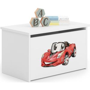 Speelgoedkist - cars thema - hout - 42x40x73 cm