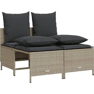 vidaXL - 4-delige - Loungeset - met - kussens - poly - rattan - lichtgrijs