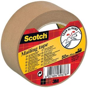 Scotch verpakkingstape bruin papier 50mmx50m (1 rol)