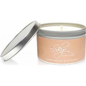 Geurkaars Sandelhout  (Sandalwood and Patchouli) Blikje - 30 uur - Sojawas - Isle of Skye Candle