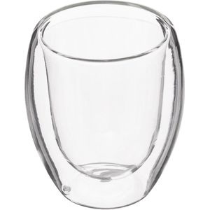 Secret de gourmet Set van 2 Dubbelglazige transparante glazen mokken - 10cl - Koffieglazen