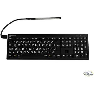 Able2 Nero XL - Toetsenbord - Wit/Zwart - Grootletter Toetsenbord met USB & Logiclight