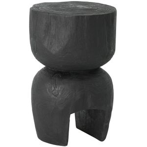 MUST Living Side table Amber Black,45xØ30 cm, black recycled teakwood with natural cracks