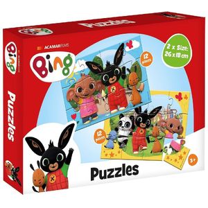 Bing Puzzel (2 x 12 stukjes) - Bing en zijn vriendjes Sula, Panda en Flop