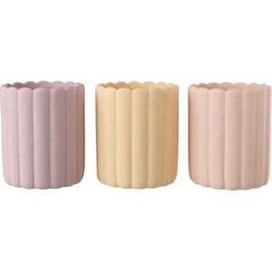 J-Line Bloempotten in keramiek | roze - geel - paars | 18x18xH21.5 cm - Set van 3