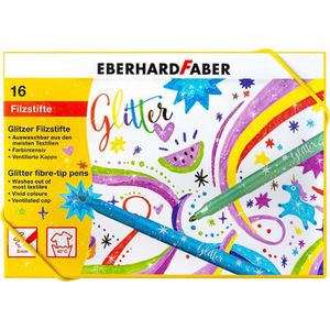 Doos glitter viltstiften Eberhard Faber 16 kleuren