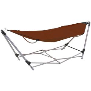 <p>Geniet overal van de zon en de wind met onze opvouwbare hangmat. Of je nu in de tuin, op het strand of op de camping bent, deze hangmat is perfect om te ontspannen. Het frame van de hangmat is gemaakt van gepoedercoat staal, wat zorgt voor stevigheid en duurzaamheid. De grote hangmat zelf is gemaakt van slijtvast 600D oxford materiaal.</p>
<p>Deze hangmat is eenvoudig op te zetten en in te klappen, waardoor je hem binnen enkele seconden kunt gebruiken of opbergen. Dankzij het lichtgewicht ontwerp kun je hem ook gemakkelijk meenemen in de meegeleverde draagtas. Schommel zachtjes heen en weer voor het ultieme relaxgevoel, waar je maar wilt.</p>
<p>De levering bevat 1 hangmat en 1 inklapbare standaard. De hangmat heeft een bruine kleur en is gemaakt van gepoedercoat staal en 600D oxford stof. De totale afmetingen zijn 241 x 76 x 70 cm (L x B x H). Dankzij het inklapbare ontwerp is de hangmat ook gemakkelijk op te bergen en te vervoeren.</p>
<ul>
  <li>Opvouwbare hangmat voor ontspanning in de tuin, op het strand of op de camping</li>
  <li>Gemaakt van gepoedercoat staal en slijtvast 600D oxford materiaal</li>
  <li>Eenvoudig op te zetten en in te klappen</li>
  <li>Lichtgewicht ontwerp met meegeleverde draagtas voor gemakkelijk transport</li>
  <li>Inclusief 1 hangmat en 1 inklapbare standaard</li>
  <li>Kleur: bruin</li>
  <li>Totale afmetingen: 241 x 76 x 70 cm (L x B x H)</li>
  <li>Inklapbaar voor compacte opslag en gemakkelijk transport</li>
</ul>