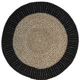 HSM Collection Vloerkleed Mailbu - ø120 cm - Raffia/Zeegras - Naturel/Zwart