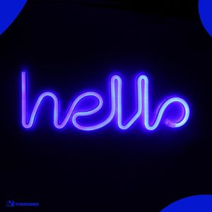 Neon Lamp - Hello Blauw - Incl. 3 Batterijen - 12 x 34 cm