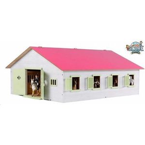 Kids Globe - Paardenstal met 7 boxen - Speelgoedstal - 73 x 60 x 38 - Schaal 1:24 (610189)