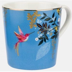 Sara Miller London - Chelsea Mug Light Blue - Mok - Navy blauw - Vogels - Ø 9,8 cm, H 10,6 cm, 0,34 l