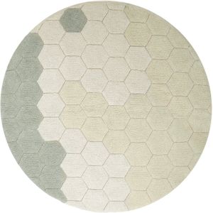 Lorena Canals Wasbaar katoen vloerkleed - Planet Bee - Honeycomb Blue Sage - Ø140cm