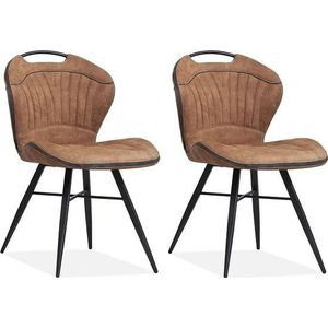 MX Sofa Eetkamerstoel Splash luxor - kleur: Cognac (set van 2 stoelen)