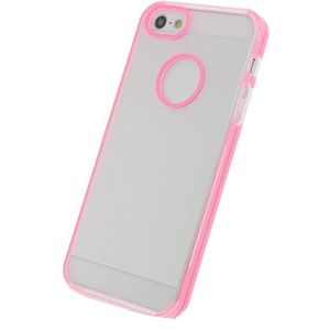 Xccess Colored Edge Cover Apple iPhone 5/5S/SE Transparent Pink