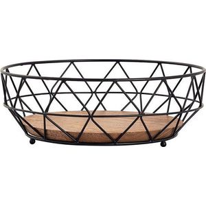 SVJ Schaal Rond - 28 x 28 x 10 cm - Metaal/Hout - Zwart