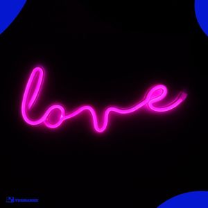 Neon Lamp - Love - Roze - Incl. 3 Batterijen - 15 x 34 cm