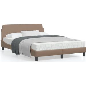 Bedframe met hoofdbord kunstleer cappuccinokleurig 140x200 cm