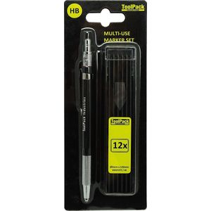 Markeerpotlood HB 2 mm + 12 potloodstiften ToolPack 318.015