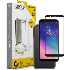 SoSkild Samsung Galaxy A6 Defend Heavy Impact Case Smokey Grey and Glass Screen Protector