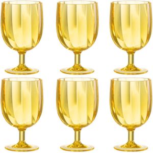 J-line wijnglas - plastic - geel - 6 stuks