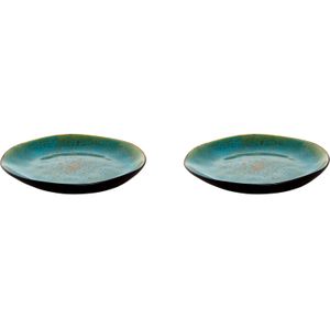 Palmer Bord Lotus 20.5 cm Turquoise Zwart Stoneware 2 stuks