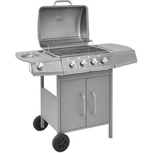 VidaXL Gasbarbecue 4+1 Kookzone Zilver - Krachtige BBQ voor heerlijke maaltijden