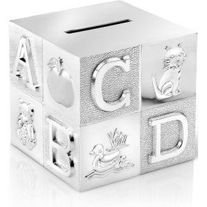 Zilverstad Money box Cube 7.5x7.5x7.5cm silver colour