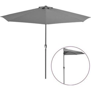 vidaXL - Balkonparasol - half - met - aluminium - paal - 300x155 - cm - antraciet