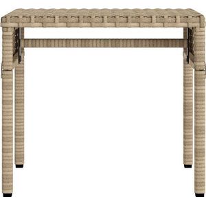 vidaXL - Ligbed - met - luifel - en - tafel - poly - rattan - beige