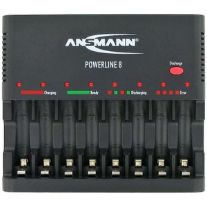 Ansmann Powerline 8 voor 1-8 AA / AAA-batterijen en USB-oplaadaansluiting 1001-0006