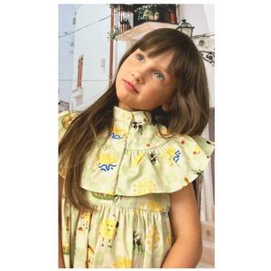 Dress with green/yellow allover print - maat : 110 -116 cm