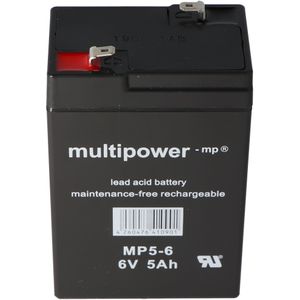 Multipower MP5-6 loodbatterij met Faston 4,8 mm stekkercontact, ook geschikt voor de Vision CP650 5A