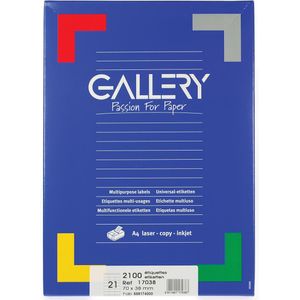 Gallery witte etiketten ft 70 x 38 mm (b x h), rechte hoeken, doos van 2.100 etiketten