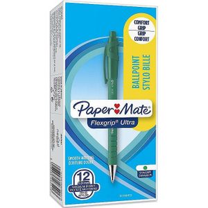 12x Paper Mate Flexgrip Ultra balpen groen medium