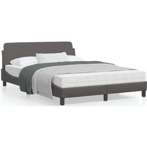 Bedframe met hoofdbord kunstleer grijs 120x200 cm