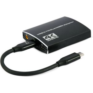 USB-C naar dubbele HDMI adapter, 4K 60Hz, zwart