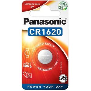 Panasonic Batterij Lithium, Knoopcel, CR1620, 3V Elektronica, Lithium Power, Retail Blister (1-Pack)