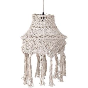 PTMD Milley Cream cotton macrame hanging lamp round