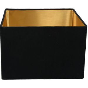 HSM Collection - Lampenkap Vierkant - 42x42x28 - Velvet - Zwart/Goud