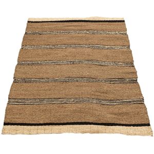 J-Line tapijt Gevlochten - zeegras-palmblad - naturel/zwart