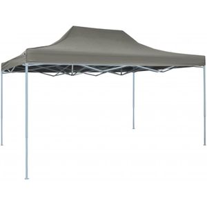 <p>Deze inklapbare tent is ideaal voor verschillende buitenactiviteiten, zoals optredens, bruiloften, feesten, BBQ's, festivals en meer. Je kunt hem ook gebruiken als groot zonnescherm voor je familie en vrienden in de achtertuin.</p>
<p>Deze pop-up partytent is gemaakt van zwaar, gepoedercoat staal, waardoor hij extreem duurzaam is. De dakbedekking is gemaakt van oxford stof met een PVC-coating, waardoor hij waterdicht en UV-bestendig is.</p>
<p>De partytent is opvouwbaar voor eenvoudig opbergen en vervoeren. Hij is ook eenvoudig te installeren dankzij de bevestigingstouwen en grondpinnen.</p>
<p>LET OP: dit product mag NOOIT worden gebruikt in slechte weersomstandigheden, zoals sterke wind, zware regen, sneeuw of storm.</p>
<ul>
  <li>Kleur: antraciet</li>
  <li>Materiaal frame: gepoedercoat staal</li>
  <li>Materiaal dak: 600D Oxford stof met PVC-coating</li>
  <li>Afmetingen: 431 x 291 x 315 cm (L x B x H)</li>
  <li>Hoogte dakrand vanaf de grond: 2,35 m</li>
  <li>UV- en waterbestendig</li>
  <li>Inclusief 8 haringen en 4 touwen</li>
  <li>Materiaal: Polyester: 100%</li>
</ul>