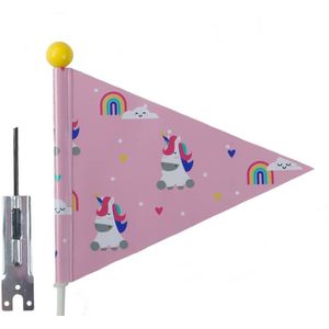 Veiligheidsvlag Pexkids Unicorn - roze met unicorn print