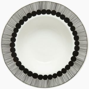 Marimekko Oiva Siirtolapuutarha Diep Bord 20cm - Wit-Zwart