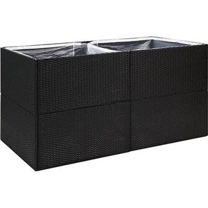 VidaXL Plantenbak 157x80x80 cm Poly Rattan Zwart